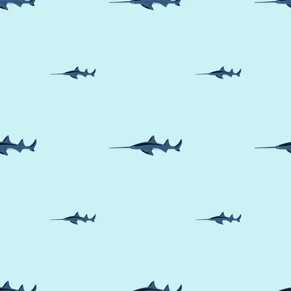 Saw Shark Seamless Pattern Scandinavian Style Marine Animals Background Vector — Stock Vector