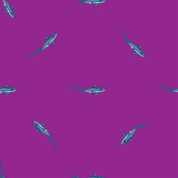 Thresher Hai Nahtlose Muster Skandinavischen Stil Meerestiere Hintergrund Vektor Illustration — Stockvektor
