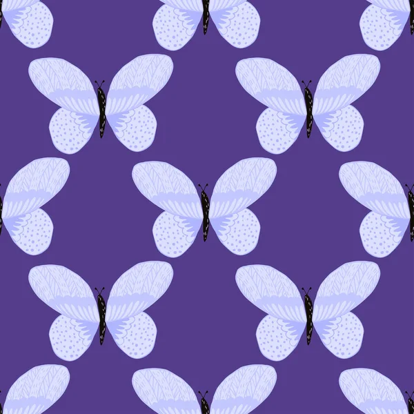 나비의 모양은 자유자재로 다듬어 않는다 배경의 초원을 날아다니는 귀여운 프린트 — 스톡 벡터