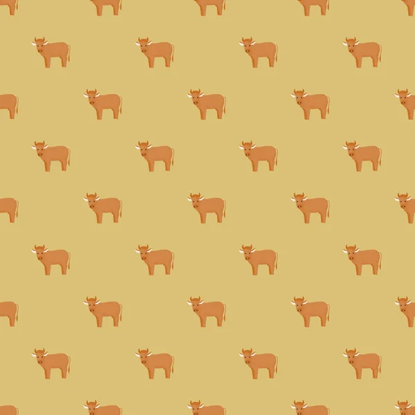 无缝隙的牛群模式有彩色背景的家畜 纺织品印花 背景色和墙纸的矢量图解 — 图库矢量图片