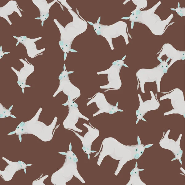 无缝制的驴子图案 有彩色背景的家畜 纺织品印花 背景色和墙纸的矢量图解 — 图库矢量图片