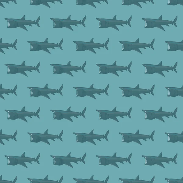姥鲨的无缝图案呈丑闻鸟类风格 海洋动物背景 儿童的矢量插图有趣的纺织品印花 背景色和墙纸 — 图库矢量图片