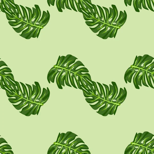 Monstera Leaf Seamless Pattern Hand Drawn Tropical Print Modern Nature — Stock Vector