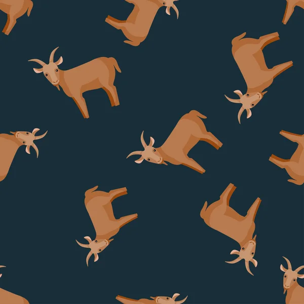 ヤギのシームレスなパターン カラフルな背景に国内動物 テキスタイルプリント ファブリック バナー 背景や壁紙のためのベクトルイラスト — ストックベクタ