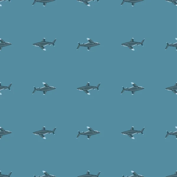 Oceanic Whitetip Shark Seamless Pattern Scandinavian Style Fondo Animales Marinos — Archivo Imágenes Vectoriales