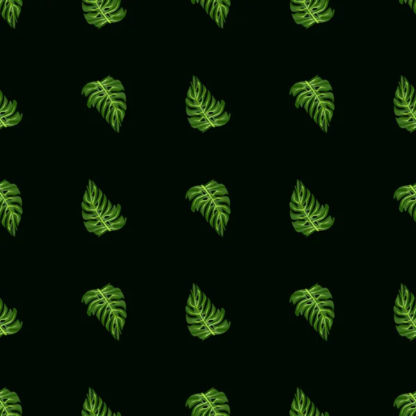 手描きのトロピカルプリントでモンスターの葉シームレスパターン 現代の自然背景 季節のテキスタイルプリント ファブリック バナー 背景や壁紙のためのベクトルイラスト — ストックベクタ