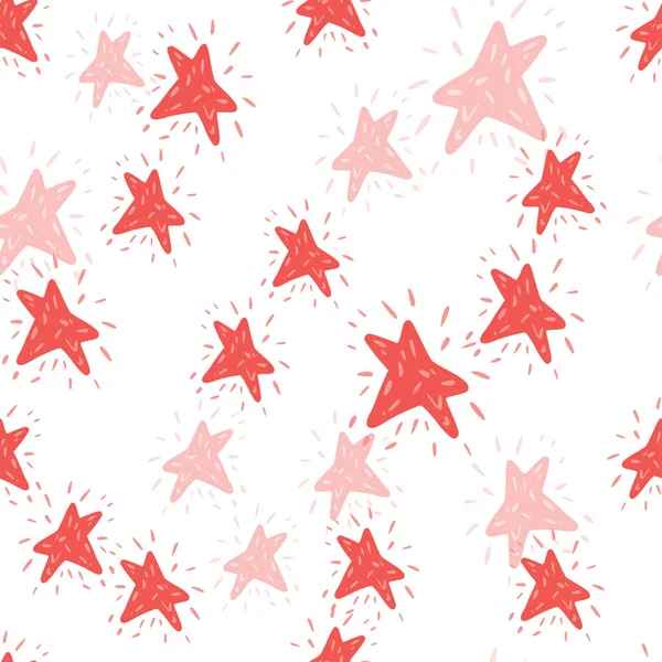 Csillagok Zökkenőmentes Minta Kézzel Rajzolt Háttértér Ismételt Textúra Firka Stílusban — Stock Vector