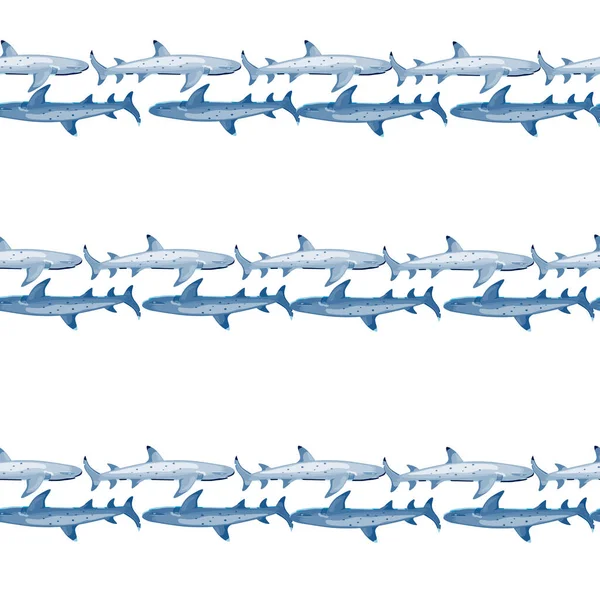スカンディナヴィア風のリーフシャークシームレスパターン 海の動物の背景 子供のためのベクトルイラスト面白いテキスタイルプリント ファブリック バナー 背景や壁紙 — ストックベクタ