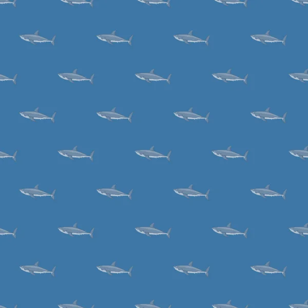 White Shark Seamless Pattern Scandinavian Style Marine Animals Background Vector — 图库矢量图片