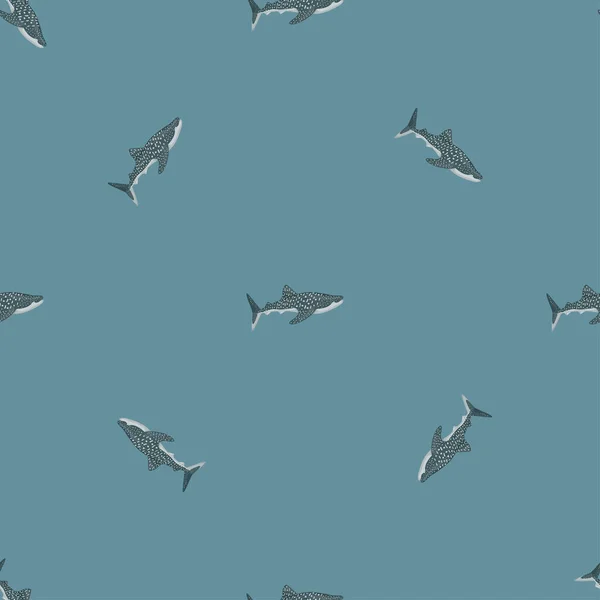 Whale Shark Seamless Pattern Scandinavian Style Marine Animals Background Vector — Stock Vector