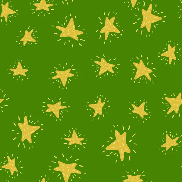 Stars Seamless Pattern Hand Drawn Background Space Repeated Texture Doodle — Stock Vector