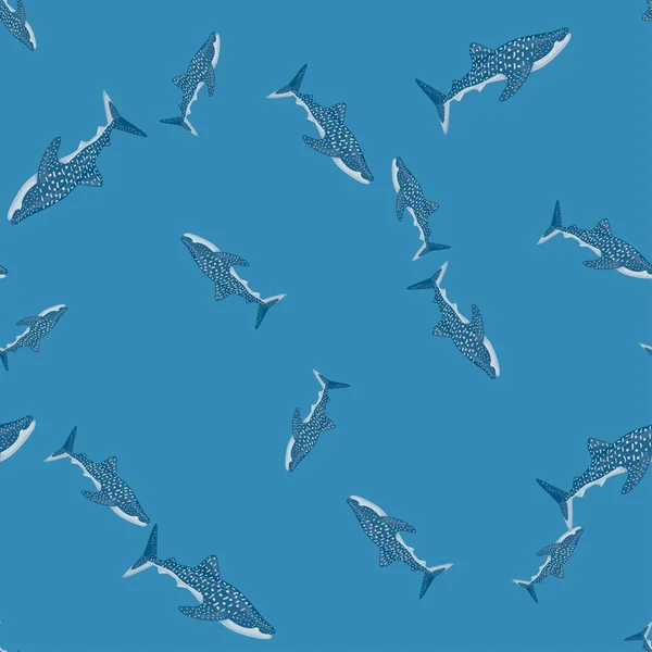Φάλαινα Χωρίς Ραφή Μοτίβο Καρχαρία Σκανδιναβικό Στυλ Θαλάσσια Ζώα Στο — Διανυσματικό Αρχείο
