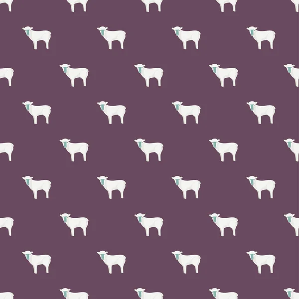 没有缝隙的羊的图案 有彩色背景的家畜 纺织品印花 背景色和墙纸的矢量图解 — 图库矢量图片