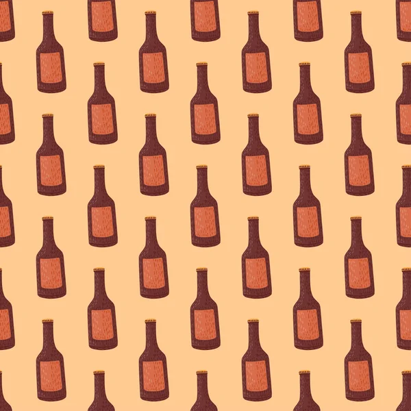 Bottle Alcohol Seamless Pattern Hand Drawn Background Menu Repeated Texture —  Vetores de Stock