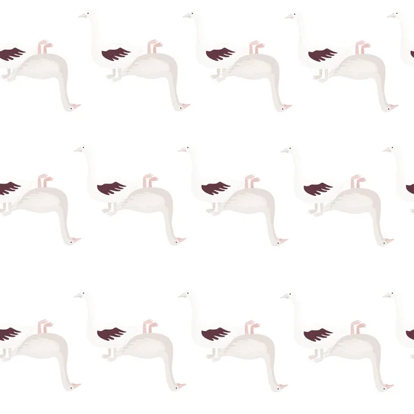 Nahtloses Gänsemuster Haustiere Auf Buntem Hintergrund Vektor Illustration Für Textildrucke — Stockvektor