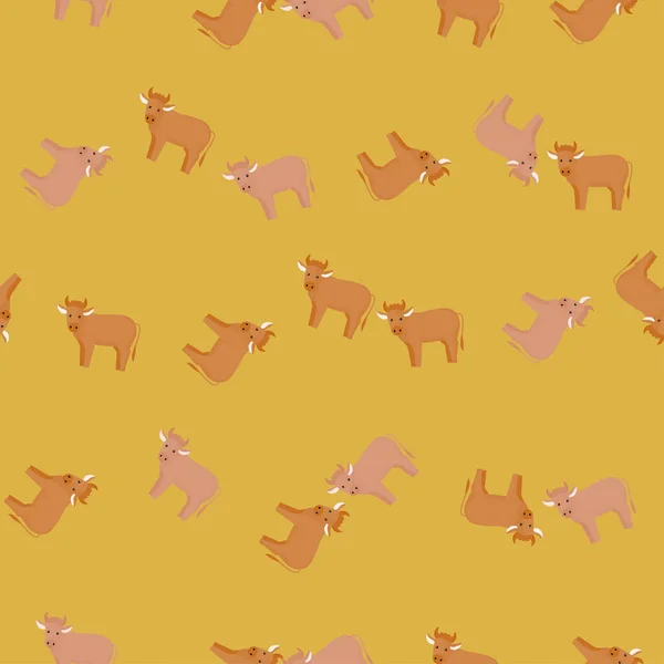Naadloos Patroon Van Stier Huisdieren Kleurrijke Achtergrond Vector Illustratie Voor — Stockvector