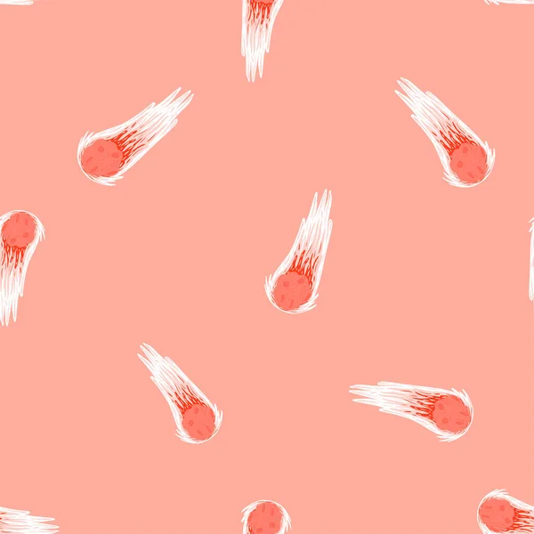 Meteor shower seamless pattern. Hand drawn comets fly background. Repeated texture in doodle style for fabric, wrapping paper, wallpaper, tissue. Vector illustration.