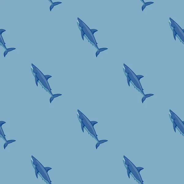 Bílý Žralok Bezešvé Vzor Skandinávském Stylu Mořská Zvířata Pozadí Vektorové — Stockový vektor
