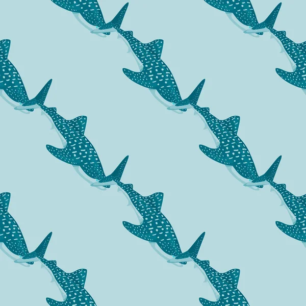 Whale Shark Seamless Pattern Scandinavian Style Marine Animals Background Vector — Stock Vector