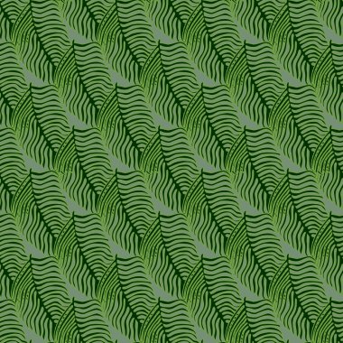 Modern palmiye yaprağının dikişsiz deseni, elle çizilmiş yapraklar. Soyut sanat doğası geçmişi. Mevsimlik tekstil baskıları, kumaş, afişler, arkaplanlar ve duvar kağıtları için vektör illüstrasyonu.