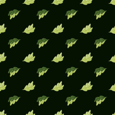 Dikensiz meşe yaprakları. Elle çizilmiş doğal arka plan. Kumaş, ambalaj kağıdı, duvar kâğıdı ve mendil için karalama stilinde tekrarlanan doku. Vektör illüstrasyonu.