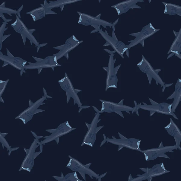 Basking Shark Seamless Pattern Scandinavian Style Marine Animals Background Vector — Stock Vector