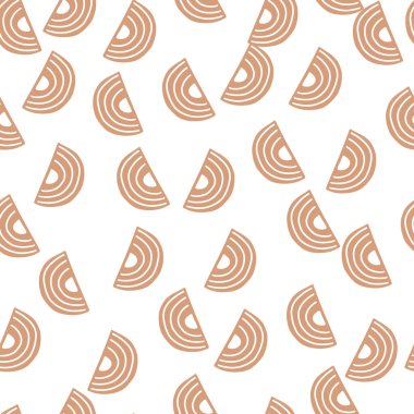 Beyaz arka planda soyut, pürüzsüz desen. Tekstil tasarımı için geometrik şekiller. Herhangi bir amaç için rastgele şablon izi. Basit vektör kumaş süsü.