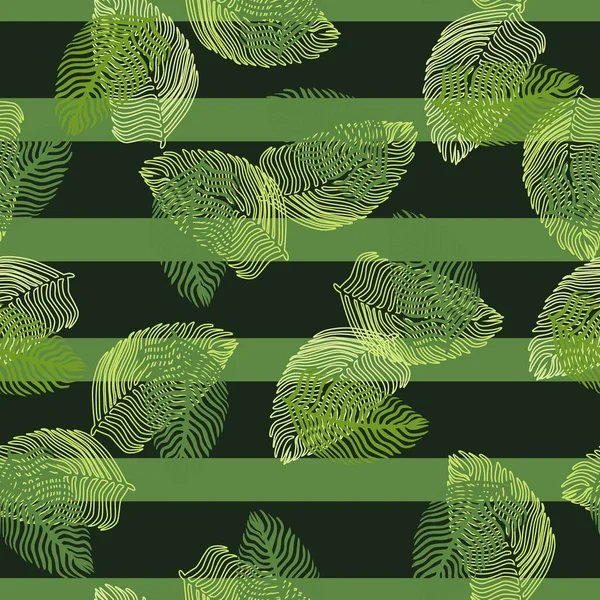 Soyut Palmiye Yaprağı Elle Çizilmiş Yapraksız Desen Basit Orman Geçmişi — Stok Vektör