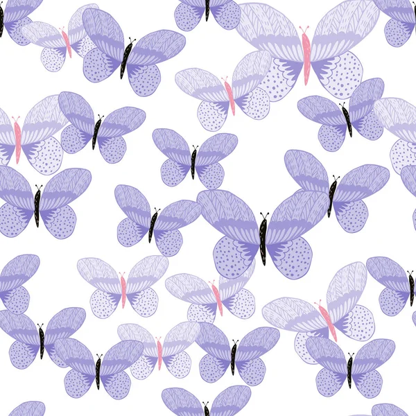 Modèle Papillon Sans Couture Dans Style Main Levée Insecte Mignon — Image vectorielle
