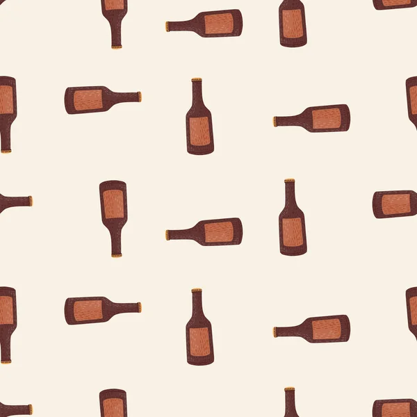 Bouteille Alcool Modèle Sans Couture Fond Dessiné Main Pour Menu — Image vectorielle