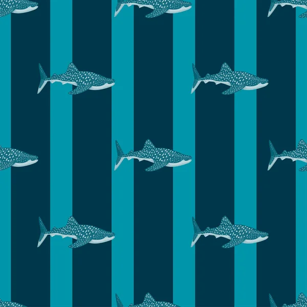 Whale Shark Seamless Pattern Scandinavian Style Marine Animals Background Vector — Stock Vector