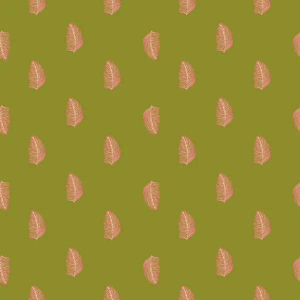 手绘叶纹的有机棕榈叶无缝图案 简单的色彩背景 季节性纺织品印花 背景色和墙纸的矢量图解 — 图库矢量图片