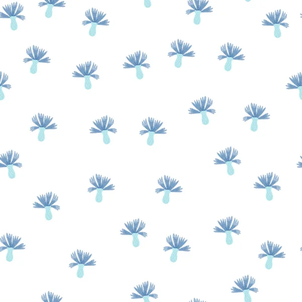 Cornflowers Pattern Seamless Freehand Style Spring Flowers Colorful Background Vector — Stockvektor