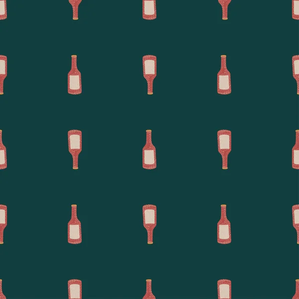 ボトルアルコールシームレスパターン メニューの背景を手描き 包装紙 組織のためのドアスタイルで繰り返し質感 ベクターイラスト — ストックベクタ