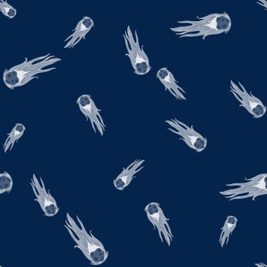 Kuyrukluyıldız kusursuz desen. Göktaşı yağmuru tasarla. Kumaş, ambalaj kağıdı, duvar kâğıdı ve mendil için karalama stilinde tekrarlanan doku. Vektör illüstrasyonu.