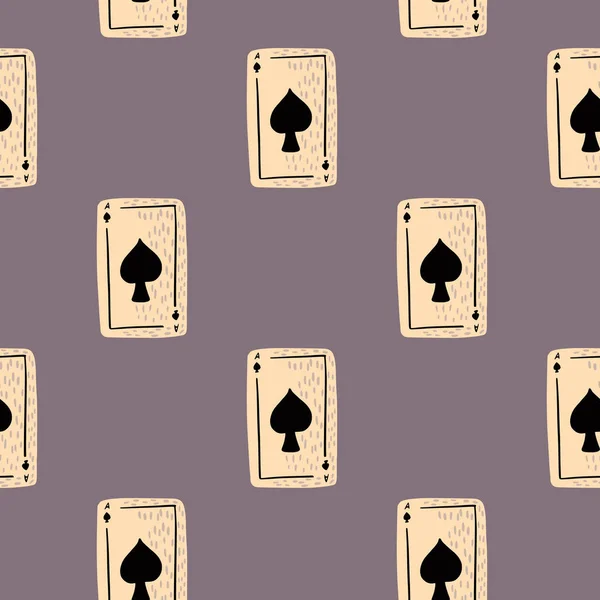 Spielkarten Pik Nahtloses Muster Design Glücksspiel Wiederholte Textur Doodle Stil — Stockvektor