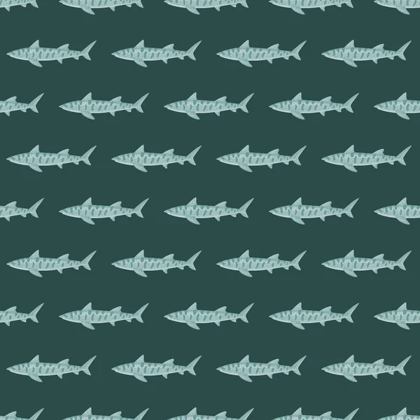 Leopar köpekbalığı, İskandinav tarzında kusursuz bir desen. Deniz hayvanları geçmişi. Çocuklar için vektör illüstrasyonu komik tekstil baskıları, kumaş, afişler, arkaplanlar ve duvar kağıtları.