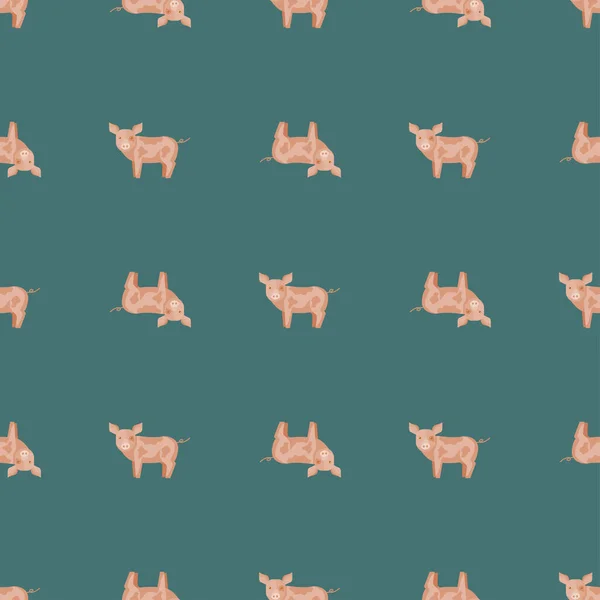 猪的无缝隙模式 有彩色背景的家畜 纺织品印花 背景色和墙纸的矢量图解 — 图库矢量图片