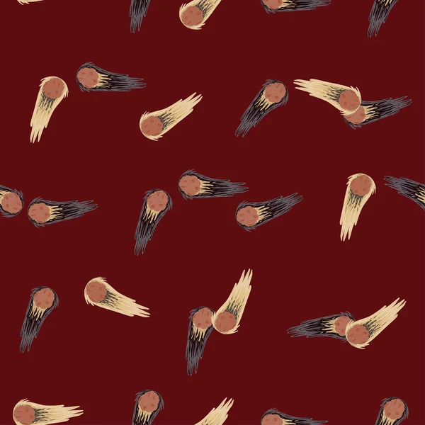 Meteor Shower Seamless Pattern Hand Drawn Comets Fly Background Repeated — Stockvektor