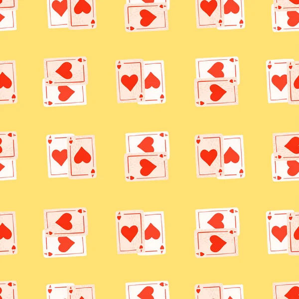 Game Cards Seamless Pattern Design Gambling Repeated Texture Doodle Style — Vetor de Stock