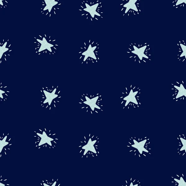 Stars Seamless Pattern Hand Drawn Background Space Repeated Texture Doodle — Vetor de Stock