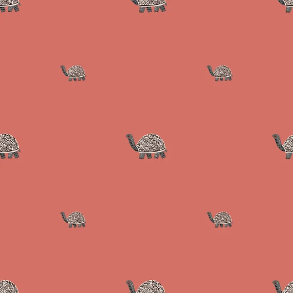 可爱的海龟无缝图案 有趣的动物装饰品 用于织物 包装纸 组织的多角形重复纹理 矢量说明 — 图库矢量图片