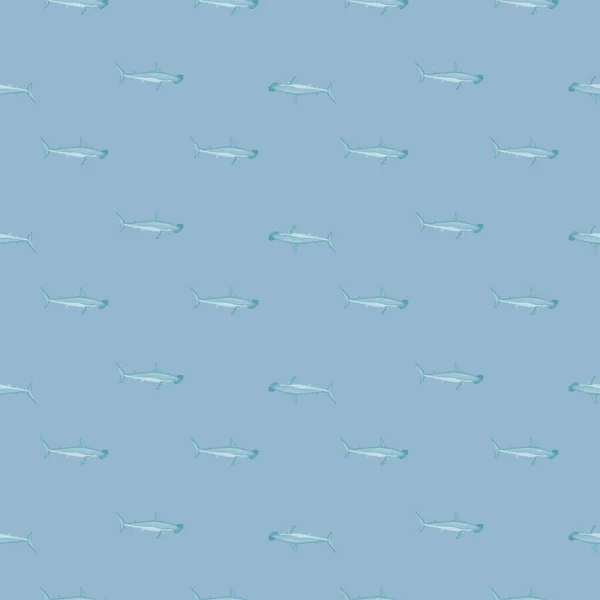 Акула Молот Бесшовная Модель Скандинавском Стиле Морские Животные Векторная Иллюстрация — стоковый вектор