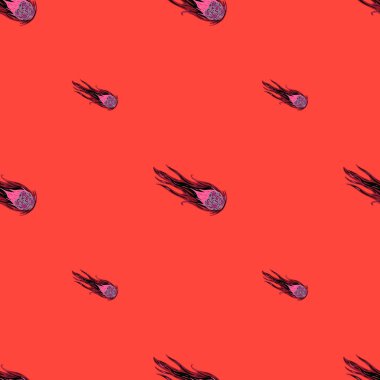 Kuyrukluyıldız kusursuz desen. Göktaşı yağmuru tasarla. Kumaş, ambalaj kağıdı, duvar kâğıdı ve mendil için karalama stilinde tekrarlanan doku. Vektör illüstrasyonu.