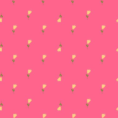 Küçük, pürüzsüz bir çiçek deseni. Klasik doğa grafiği. Kumaş, ambalaj kağıdı, duvar kâğıdı ve mendil için karalama stilinde tekrarlanan doku. Vektör illüstrasyonu.