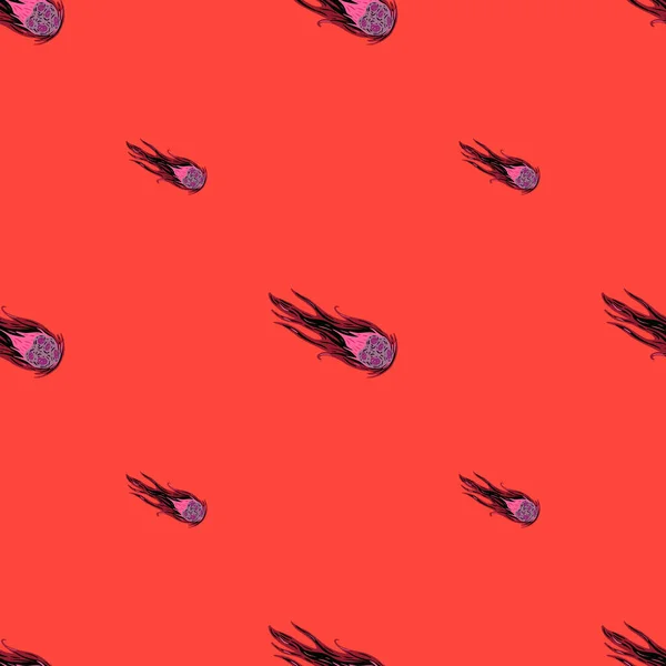 Kometen Fliegen Nahtloses Muster Gestalten Sie Meteoritenregen Wiederholte Textur Doodle — Stockvektor