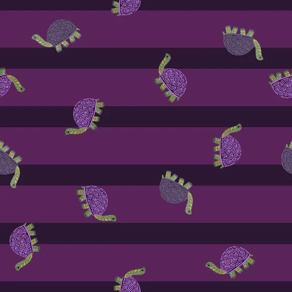 Niedliche Schildkröten Nahtlose Muster Lustige Tierschmuck Wiederholte Textur Doodle Stil — Stockvektor