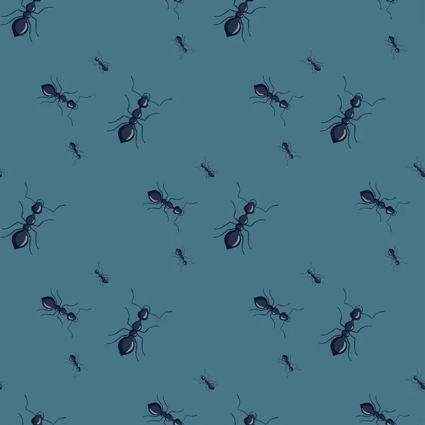 Myror Sömlöst Mönster Insekter Färgglada Bakgrund Vektorillustration För Textiltryck Tyg — Stock vektor
