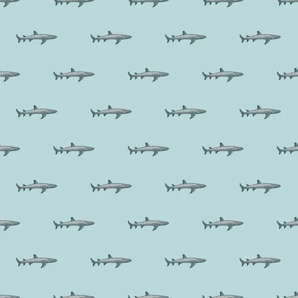 Reef Shark Seamless Pattern Scandinavian Style Marine Animals Background Vector — Stock Vector