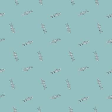 İskandinav usulü limon köpekbalığı desenli. Deniz hayvanları geçmişi. Çocuklar için vektör illüstrasyonu komik tekstil baskıları, kumaş, afişler, arkaplanlar ve duvar kağıtları.